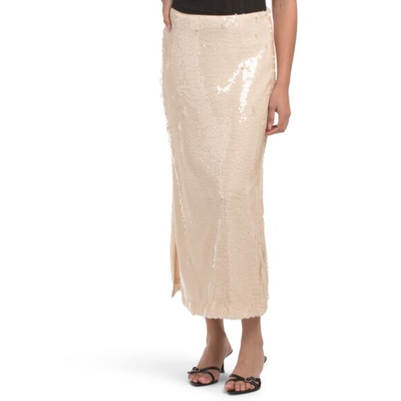ENDLESS ROSE Ivory Sequins Midi Skirt